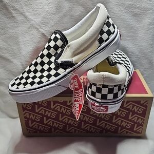 Vans Kids Slip-On Sneakers - Black and White Checkerboard